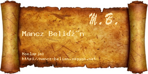 Mancz Belián névjegykártya